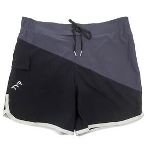 TYR Mens Bulldog Diagnonal Splice Board Shorts Swim - Black Grey Size 2XL - $40